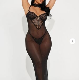 Elegant Black Lace Sheer Nightgown